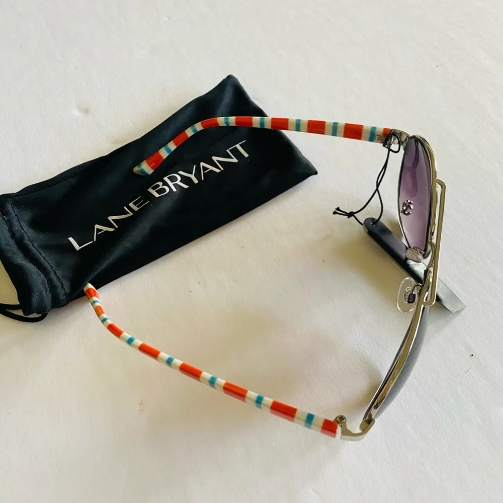 Lane Bryant striped aviator sun glasses with 100% UV protection